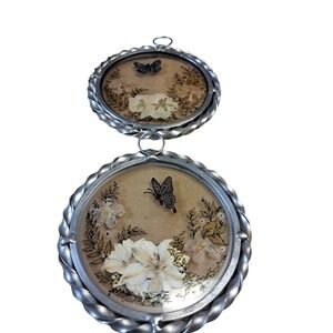 Vintage Dry Flower Suncatcher Wall Hanging Lasting Impressions‎ 1940's set of 2